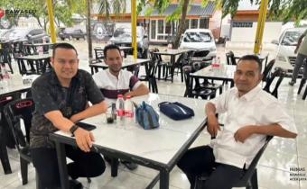 Diskusi Bawaslu Aceh Jaya bersama Kordiv Hukum Bawaslu Provinsi Aceh mengenai efektivitas penegakan hukum Pemilu di Banda Aceh. 10 juli 2026